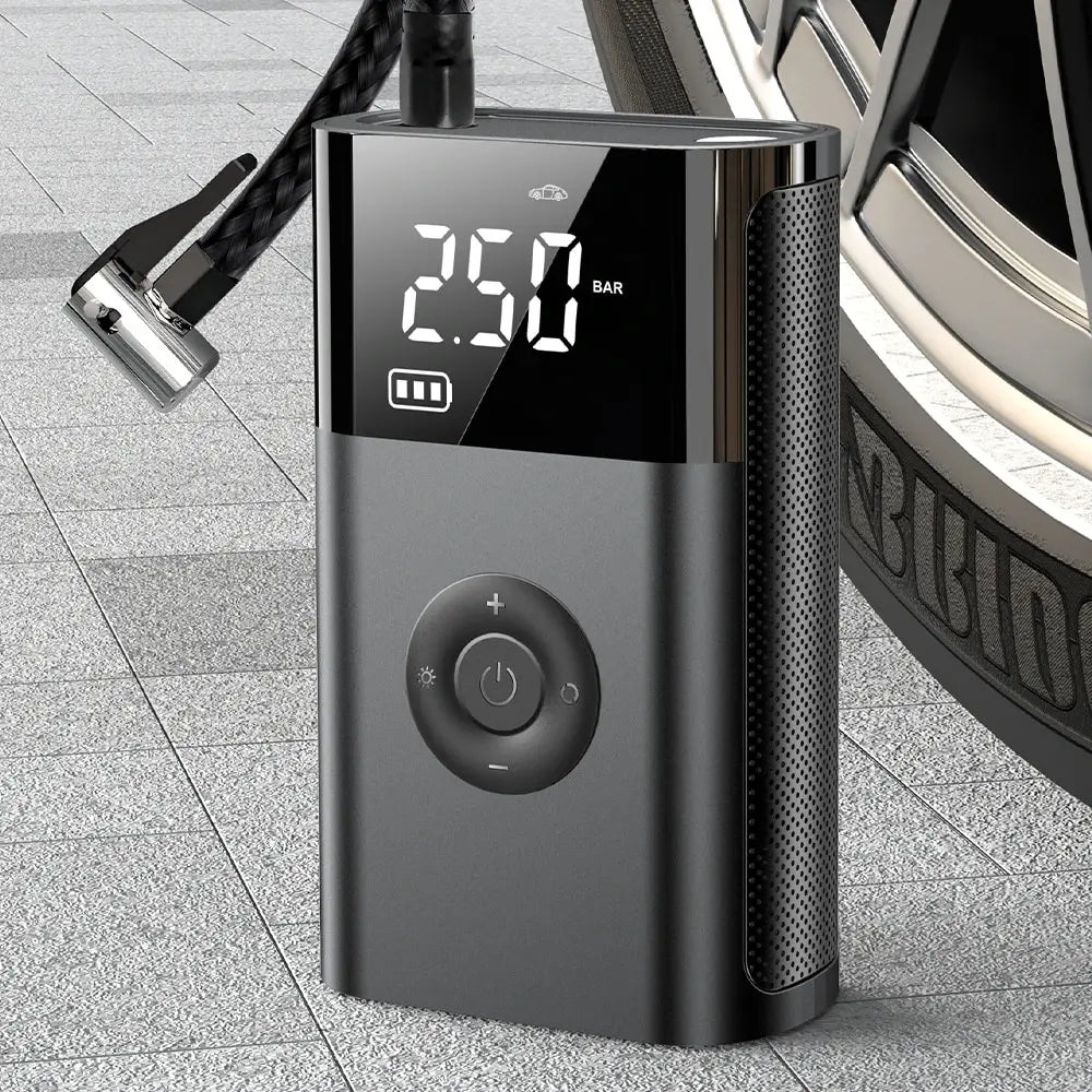 Mini Wireless Air Compressor – 12V 150PSI Portable Electric Tyre Inflator with LCD Display (for Car, Bike, Ball, Emergency Charging)
