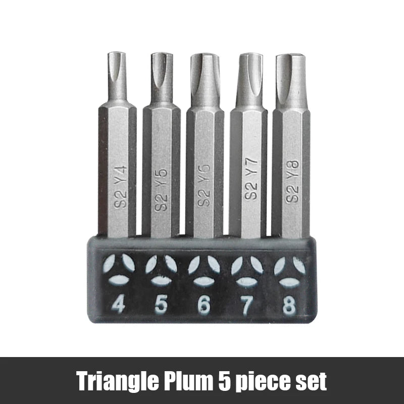 5-Piece Magnetic Security Screwdriver Bit Set – U, Y, Triangle, Inner Cross, Claw (1/4" CR-V, 50mm)