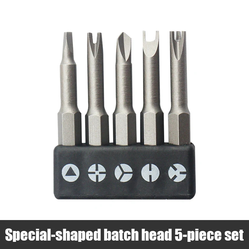 5-Piece Magnetic Security Screwdriver Bit Set – U, Y, Triangle, Inner Cross, Claw (1/4" CR-V, 50mm)