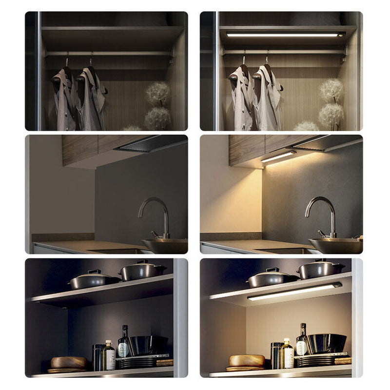 LED Motion Sensor Cabinet Light – USB Rechargeable Magnetic Under-Counter Lamp (Dimmable, 3 Modes)