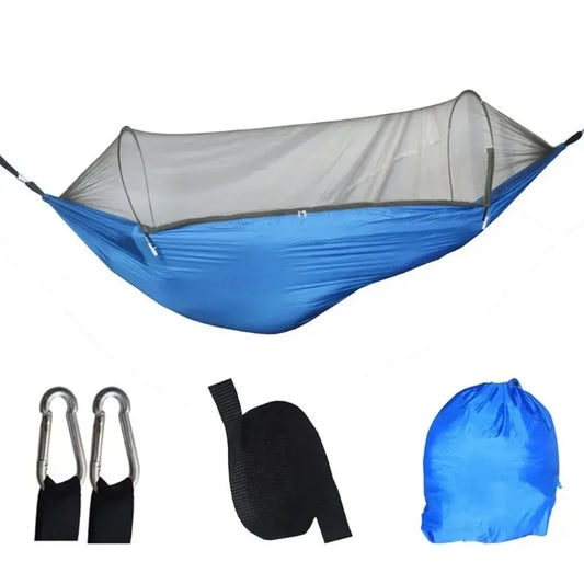 Outdoor Camping Hammock with Mosquito Net – Lightweight Parachute Fabric (250x120cm)