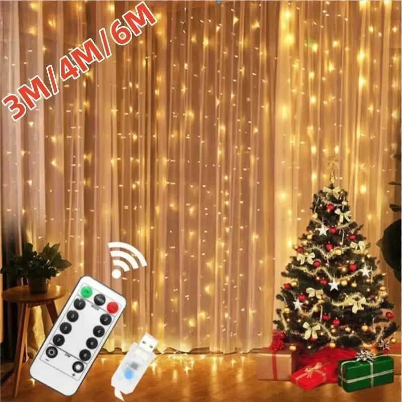 LED Curtain Fairy Lights with Remote – USB Powered Festoon String Light (Various Sizes & Colours)