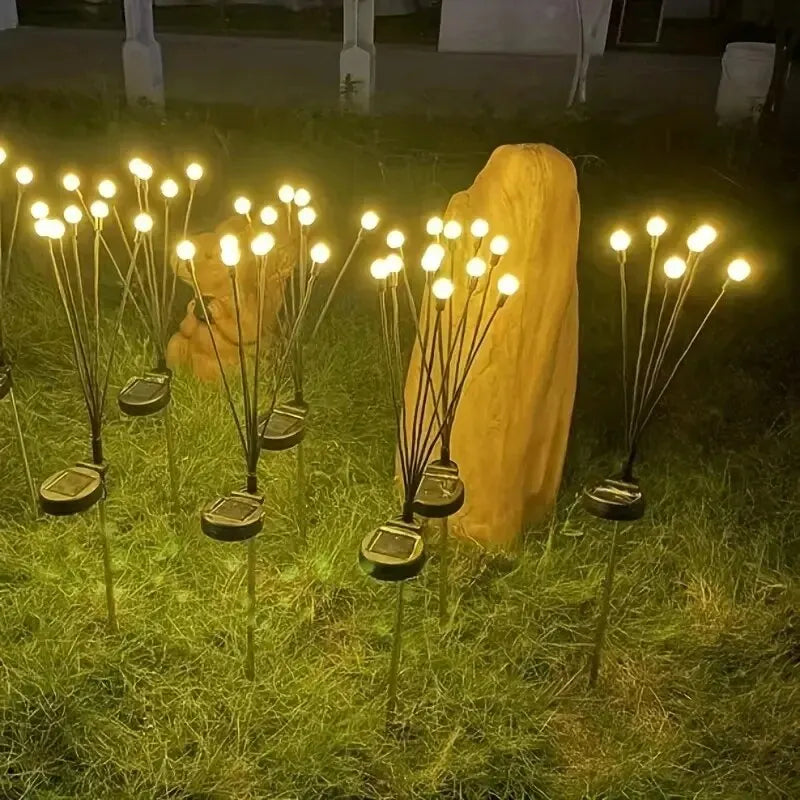 10-Pack Solar Firefly Lawn Lamps – LED Garden Lights for Courtyard & Festival Décor (IP65, Wind-Driven Effect)