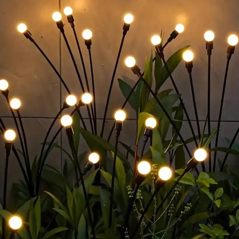 10-Pack Solar Firefly Lawn Lamps – LED Garden Lights for Courtyard & Festival Décor (IP65, Wind-Driven Effect)