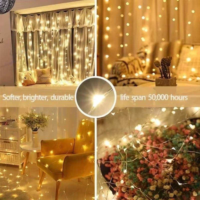 LED Curtain Fairy Lights with Remote – USB Powered Festoon String Light (Various Sizes & Colours)