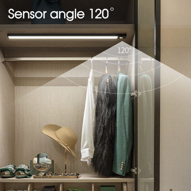 LED Motion Sensor Cabinet Light – USB Rechargeable Magnetic Under-Counter Lamp (Dimmable, 3 Modes)