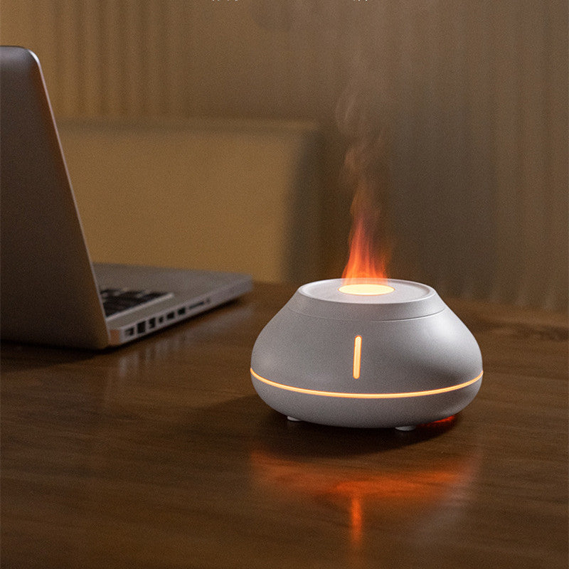 Flame Effect Aroma Diffuser – LED Humidifier with Colourful Lights & Auto Shut-Off (130ml, Ultra-Quiet)