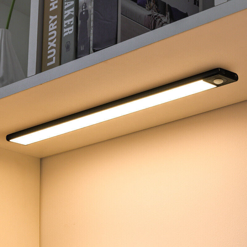LED Motion Sensor Cabinet Light – USB Rechargeable Magnetic Under-Counter Lamp (Dimmable, 3 Modes)