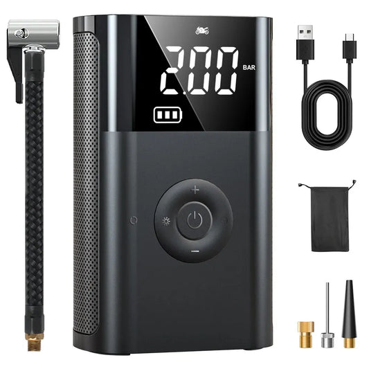 Mini Wireless Air Compressor – 12V 150PSI Portable Electric Tyre Inflator with LCD Display (for Car, Bike, Ball, Emergency Charging)