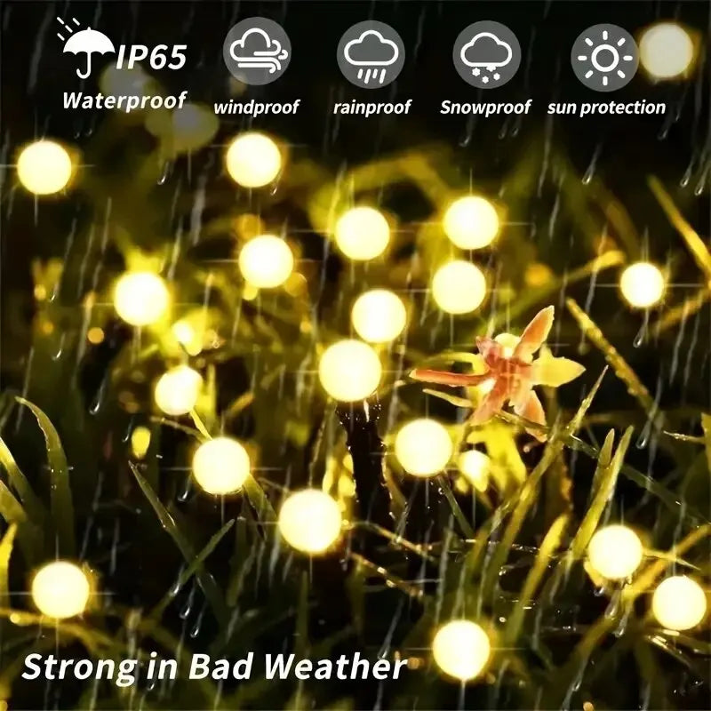 10-Pack Solar Firefly Lawn Lamps – LED Garden Lights for Courtyard & Festival Décor (IP65, Wind-Driven Effect)
