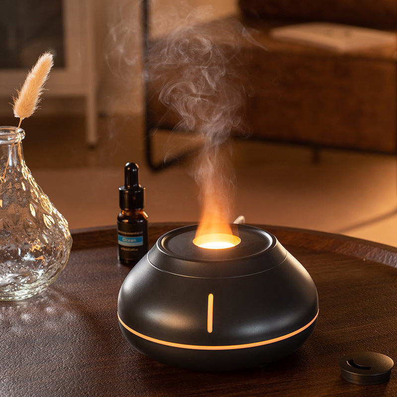 Flame Effect Aroma Diffuser – LED Humidifier with Colourful Lights & Auto Shut-Off (130ml, Ultra-Quiet)